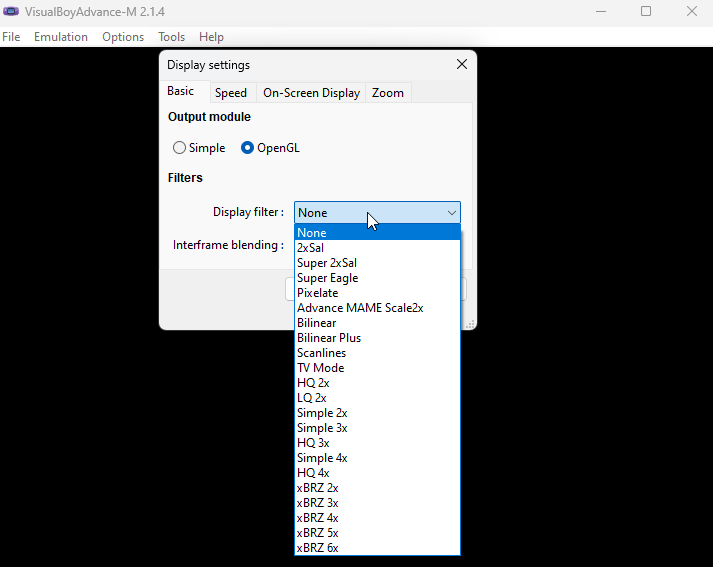 Screen Filters in mGBA